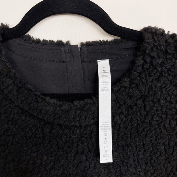 New Lululemon Wool Whenever Crew Womens 6 Black Sherpa Fleece Cozy Pullover - Picture 8 of 8